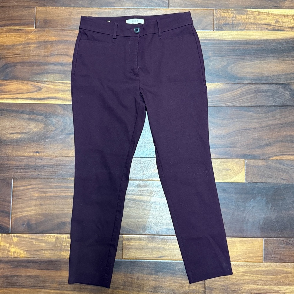 LOFT Women's Maroon “The Sutton Skinny” Pants
